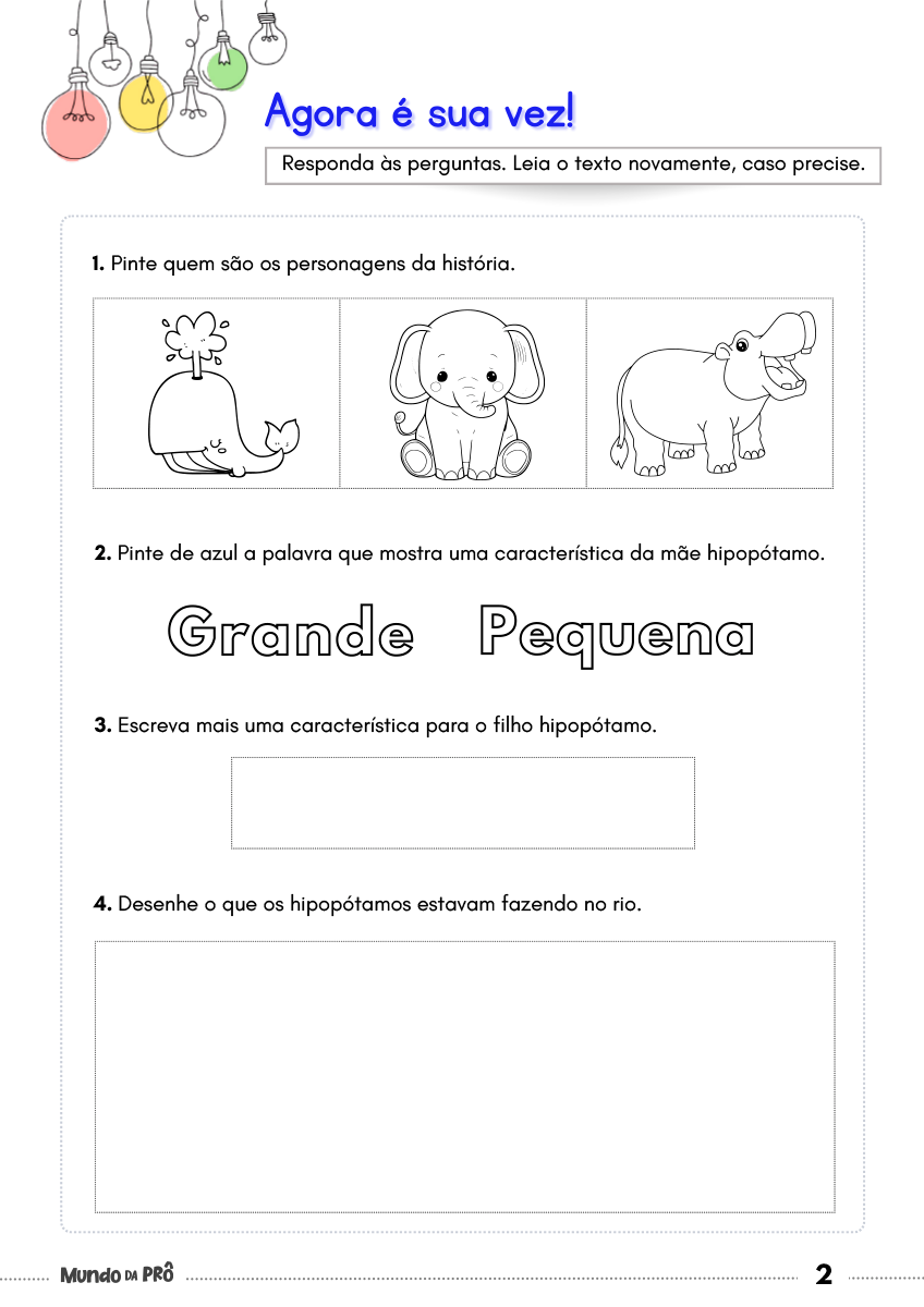 Página de atividade da Coleção Imagine 7